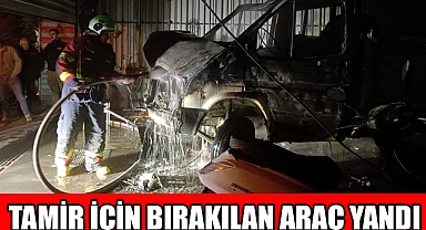 Dükkanı Kapattıktan sonra araç yanmaya başladı