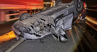 Takla atan araçtan çıkarak hızlıca kaçtı