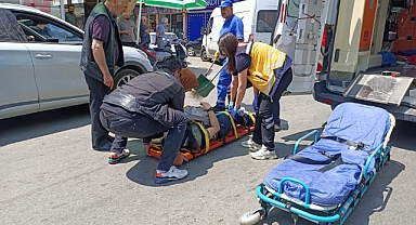 DÖNEN KAMYONU FARK EDEMEYİNCE YERE DÜŞTÜ