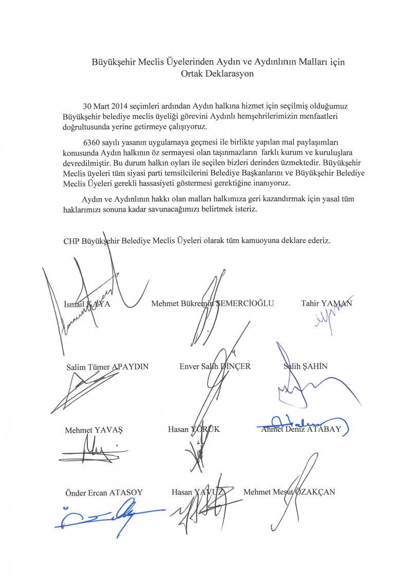 CHP'li Büyükşehir Meclis Üyelerinden ortak deklarasyon